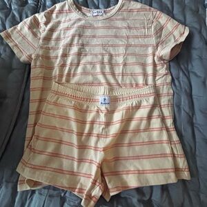 Yellow and Red Striped Women's Set